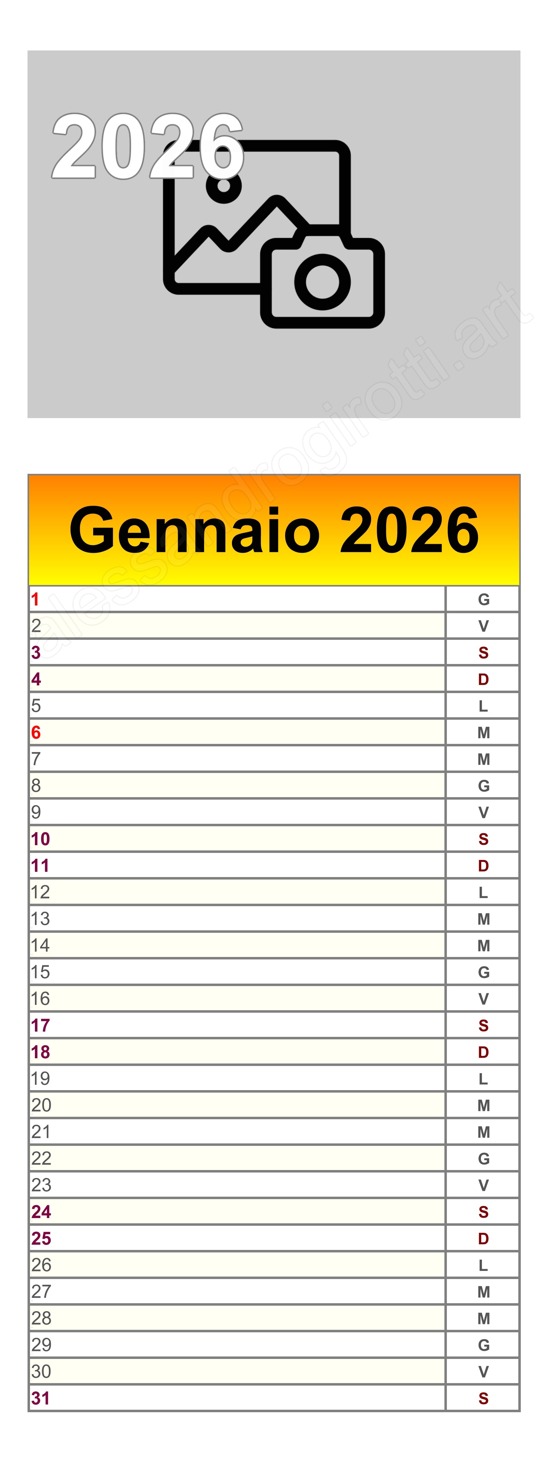 calendario slim base