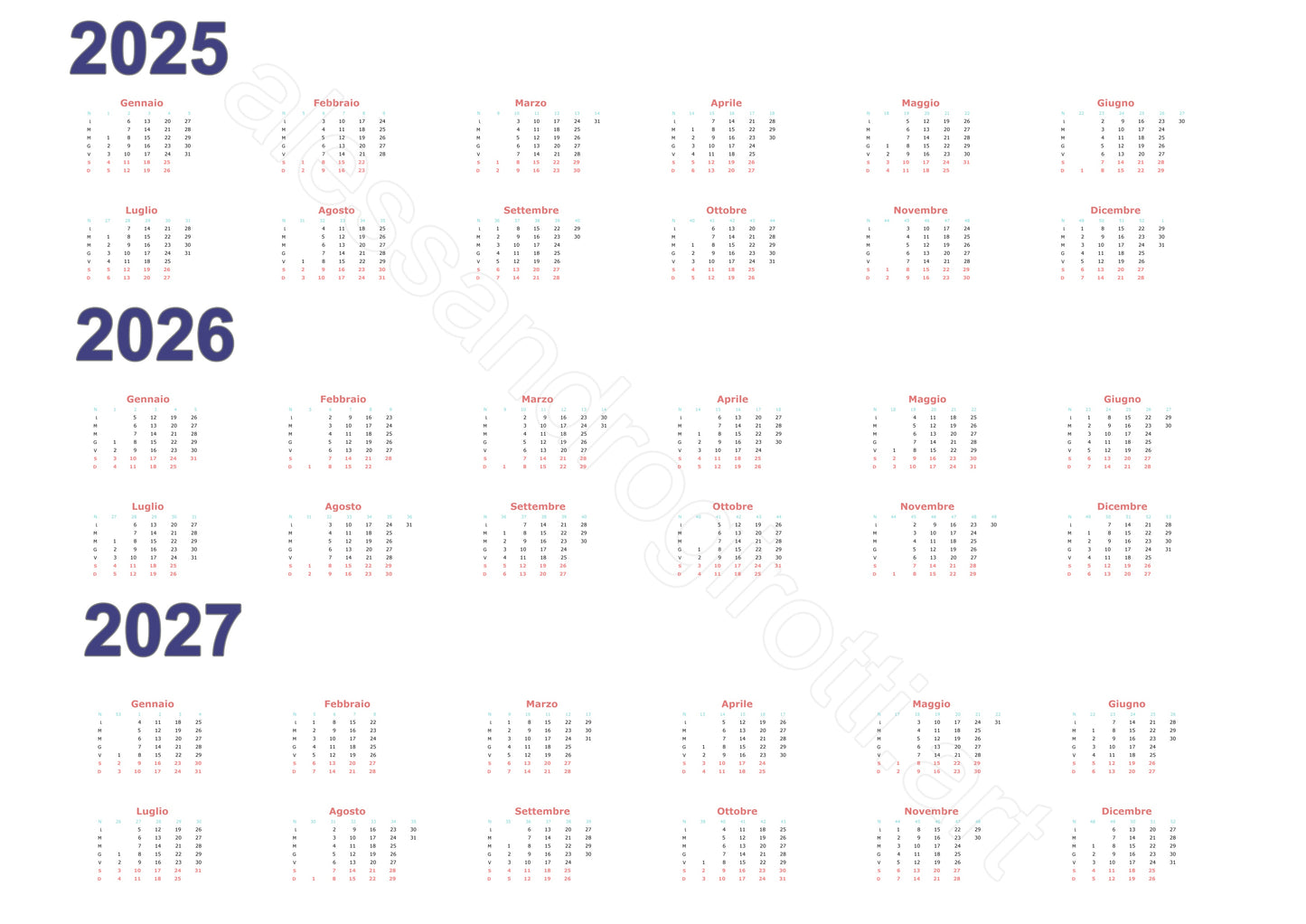 calendario triennale base orizzontale