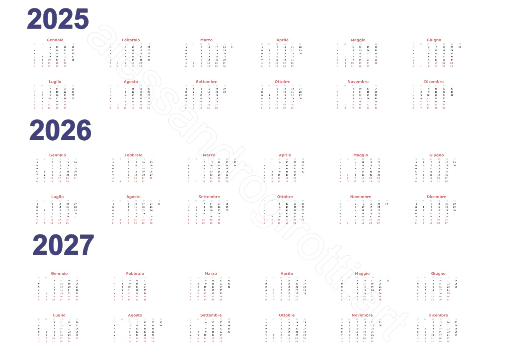 calendario triennale base orizzontale