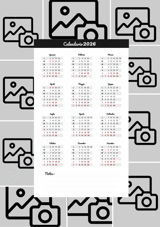 calendario annuale base collage