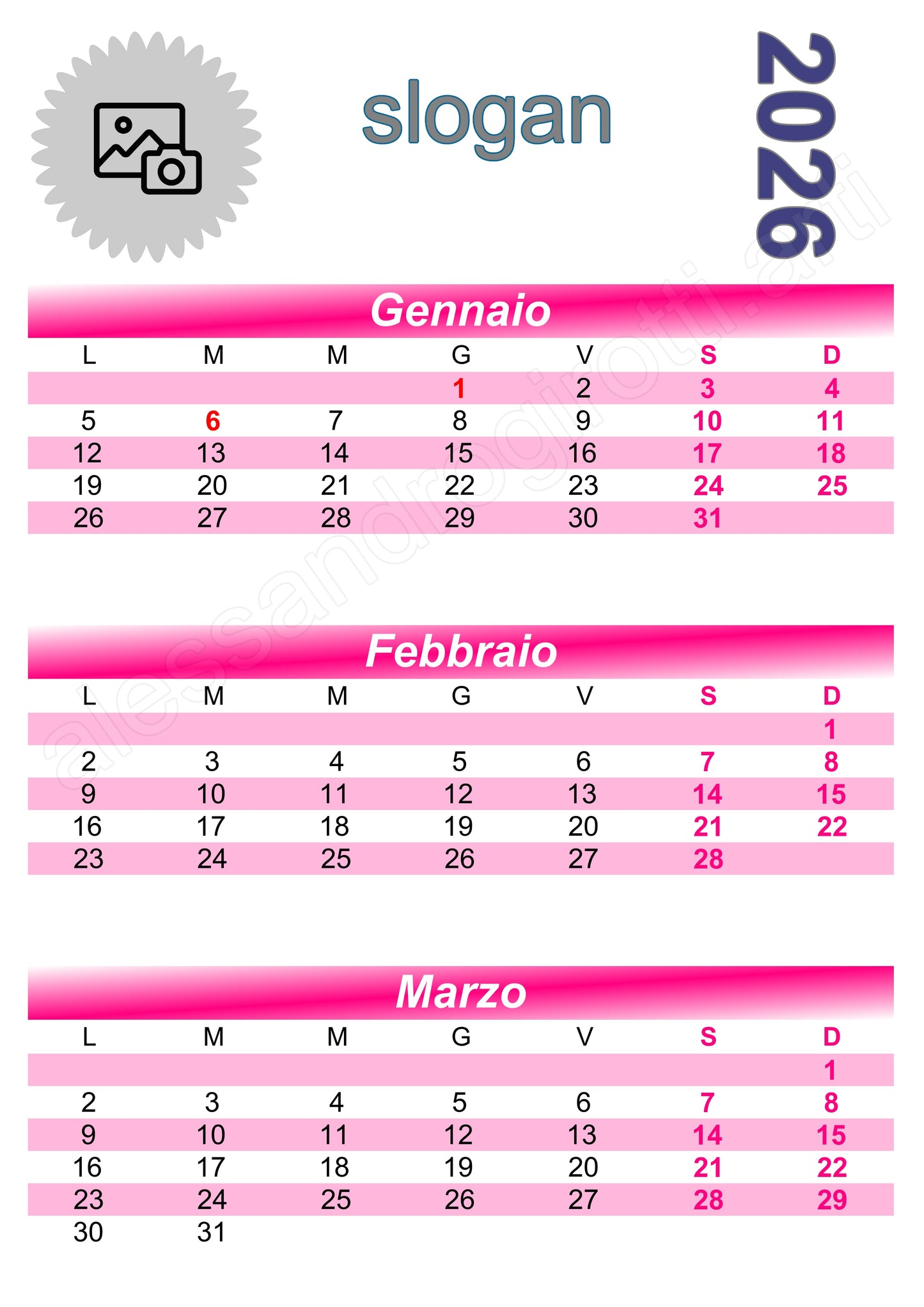 calendario trimestrale base header