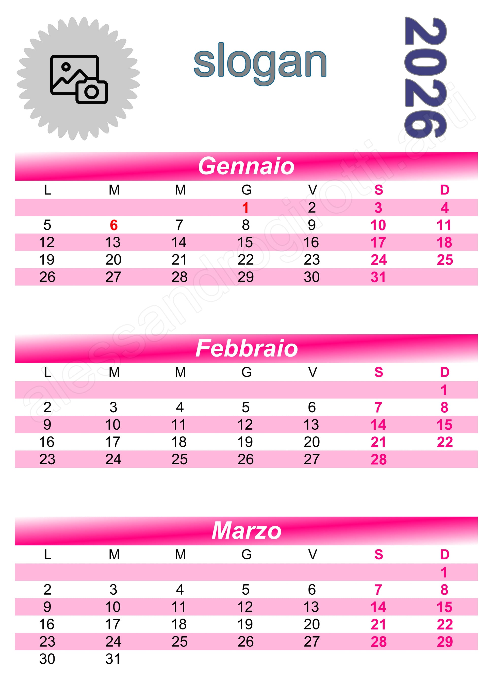calendario trimestrale base header