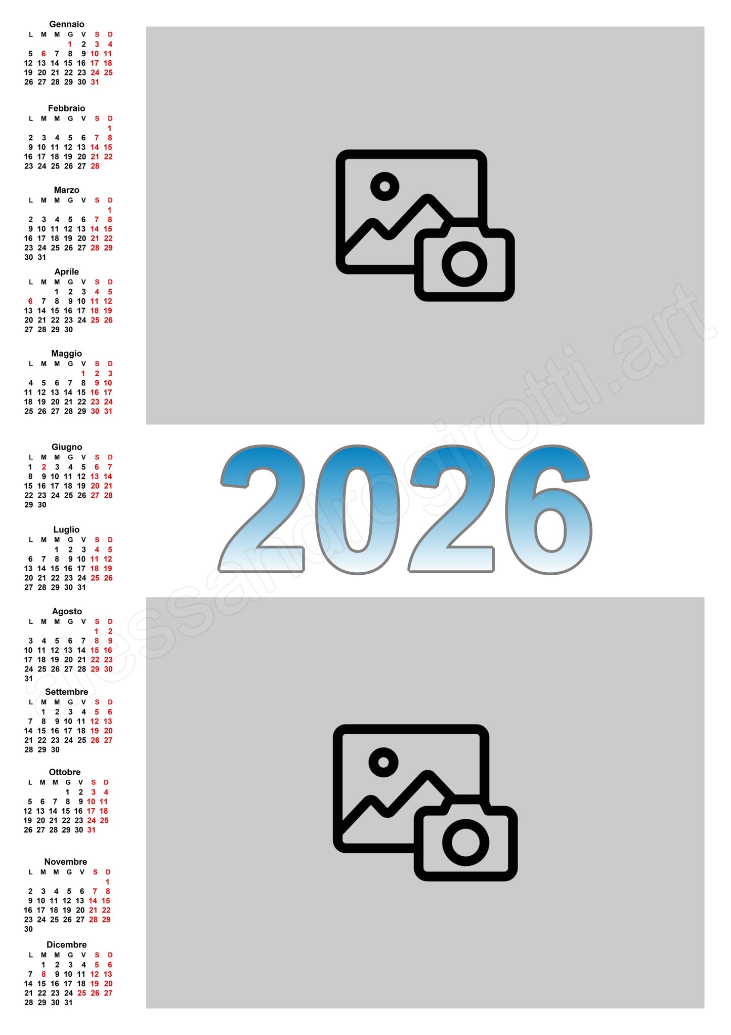 calendario annuale base laterale
