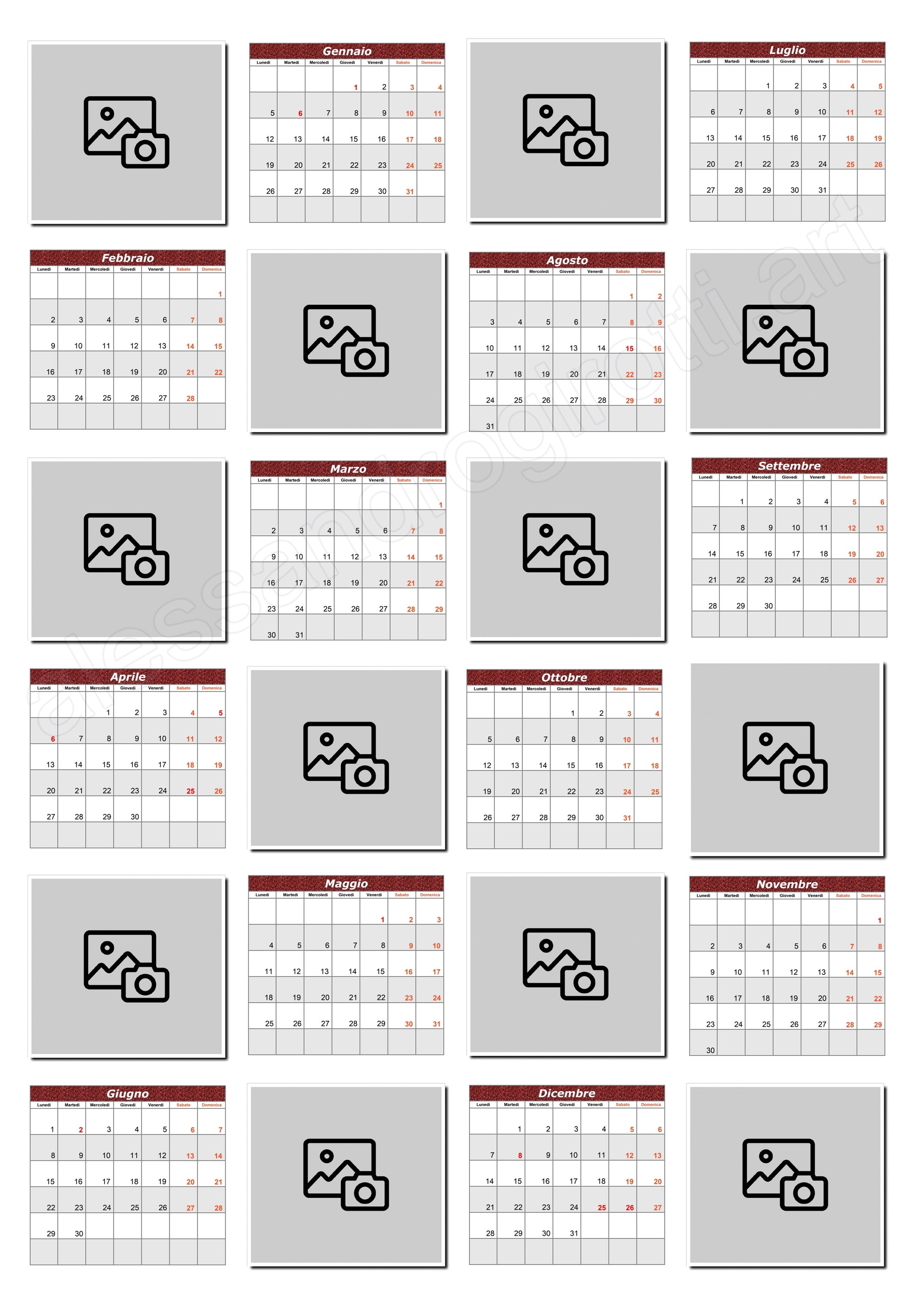 calendario annuale base mosaico