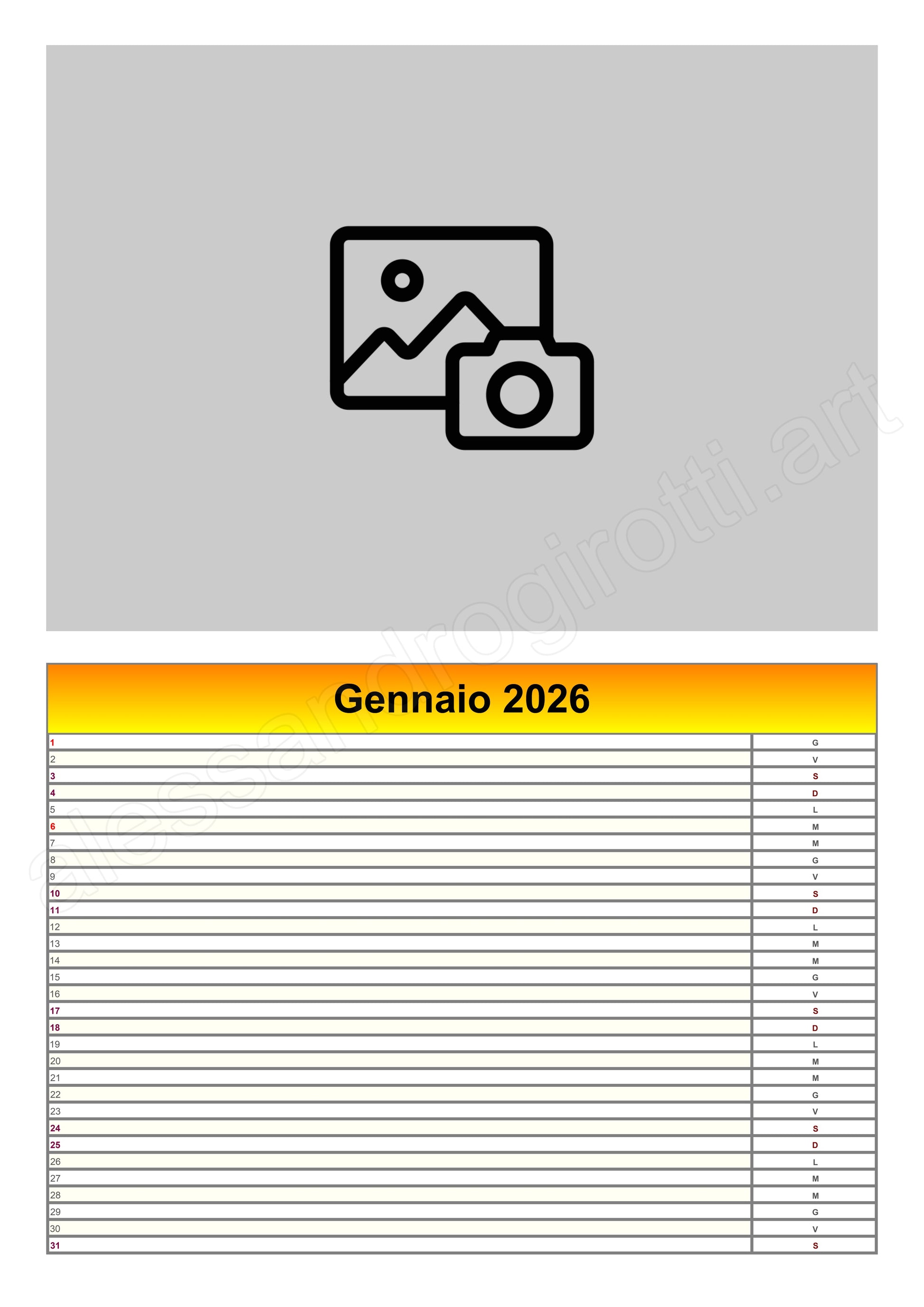calendario mensile organizer