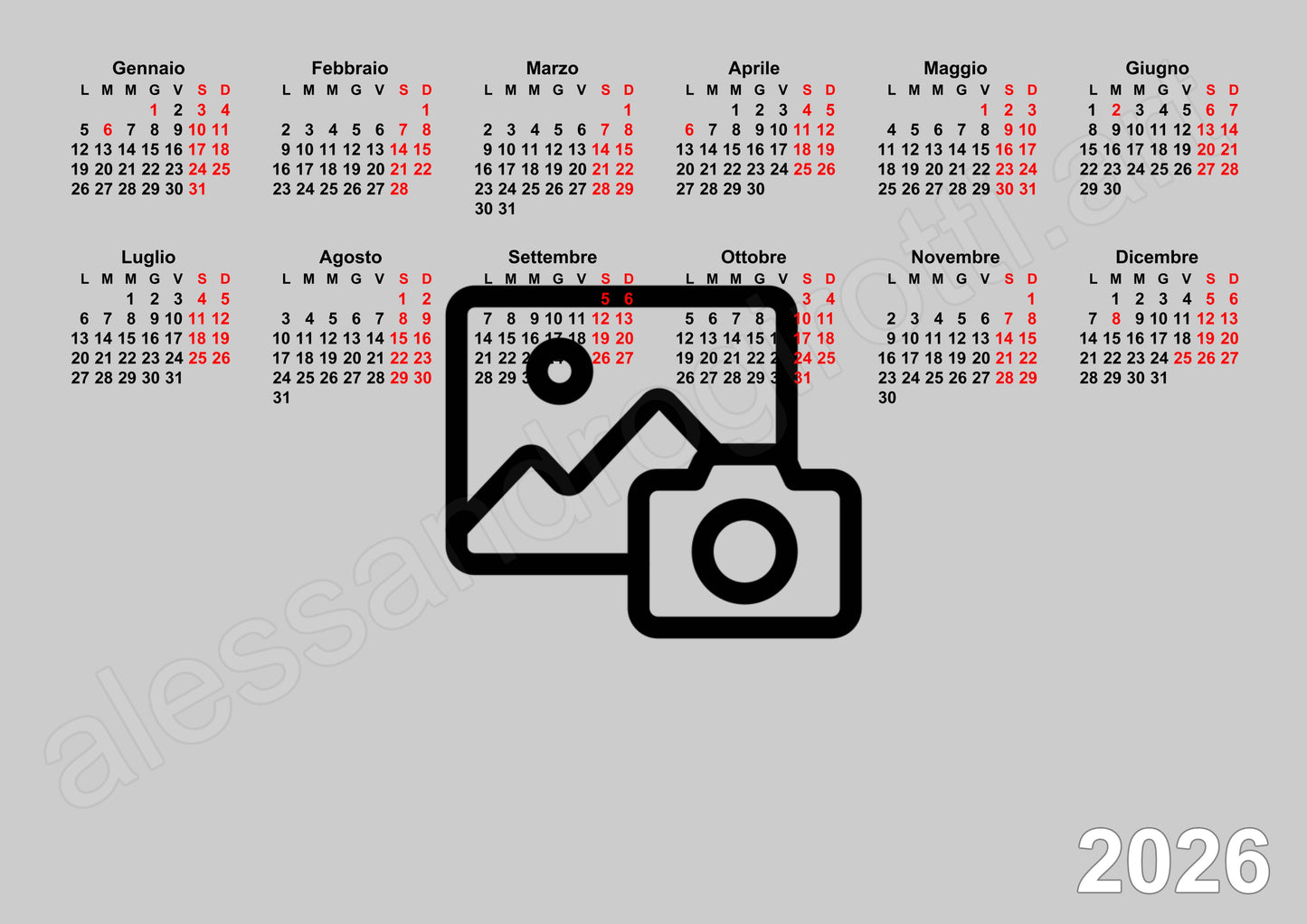 calendario base annuale sfondo orizzontale