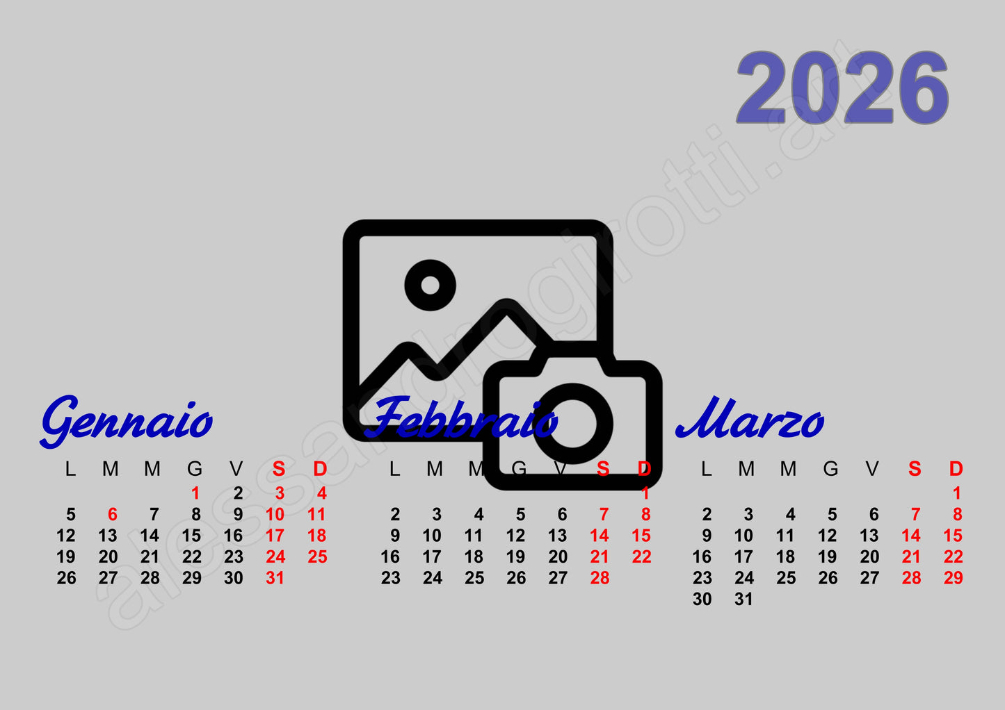 calendario trimestrale sfondo orizzontale