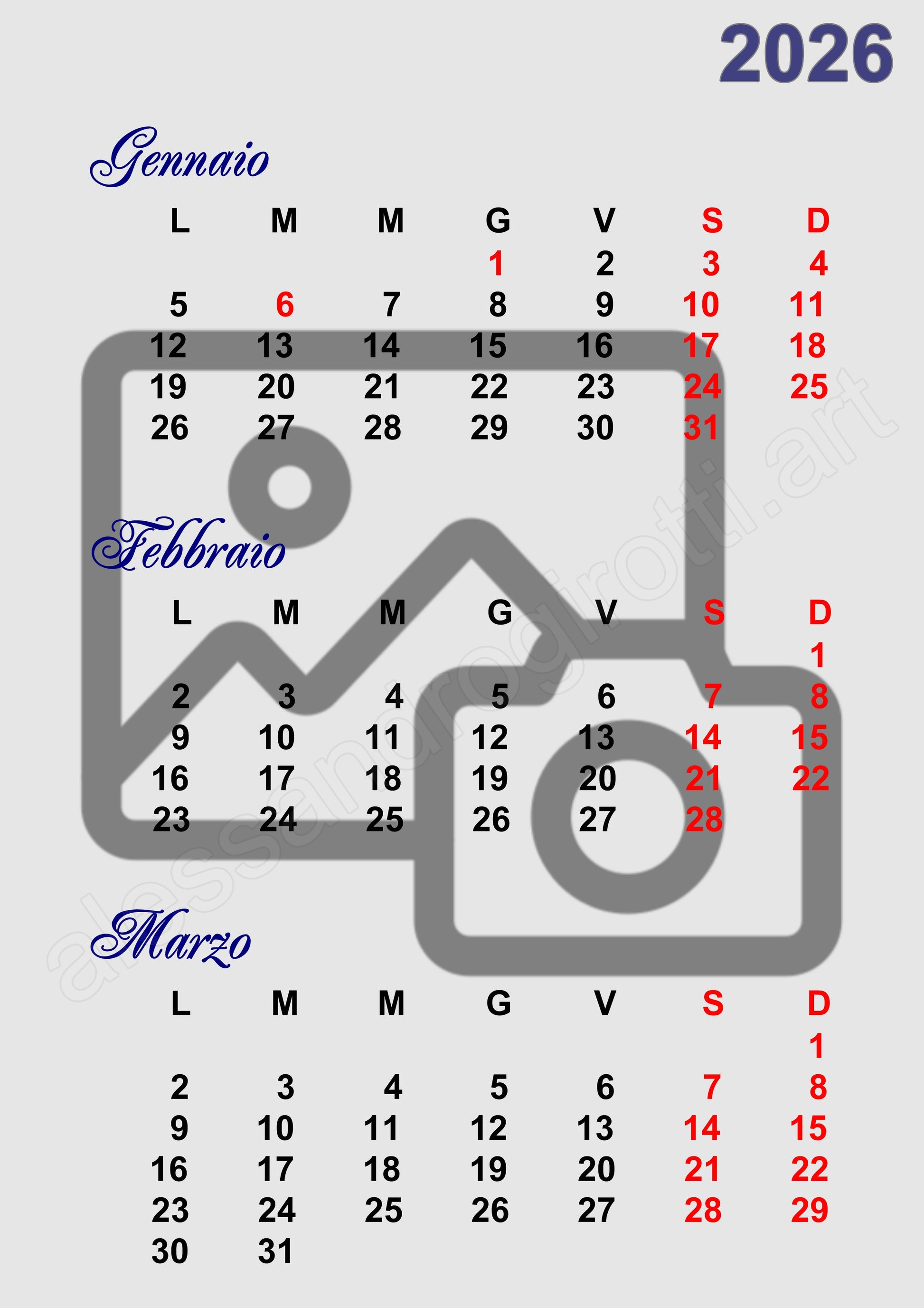 calendario trimestrale base sfondo verticale
