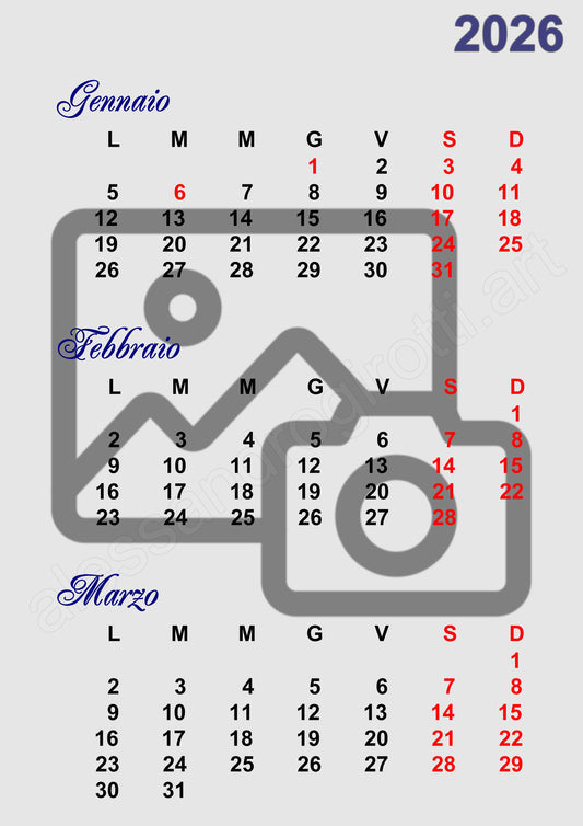 calendario trimestrale base sfondo verticale