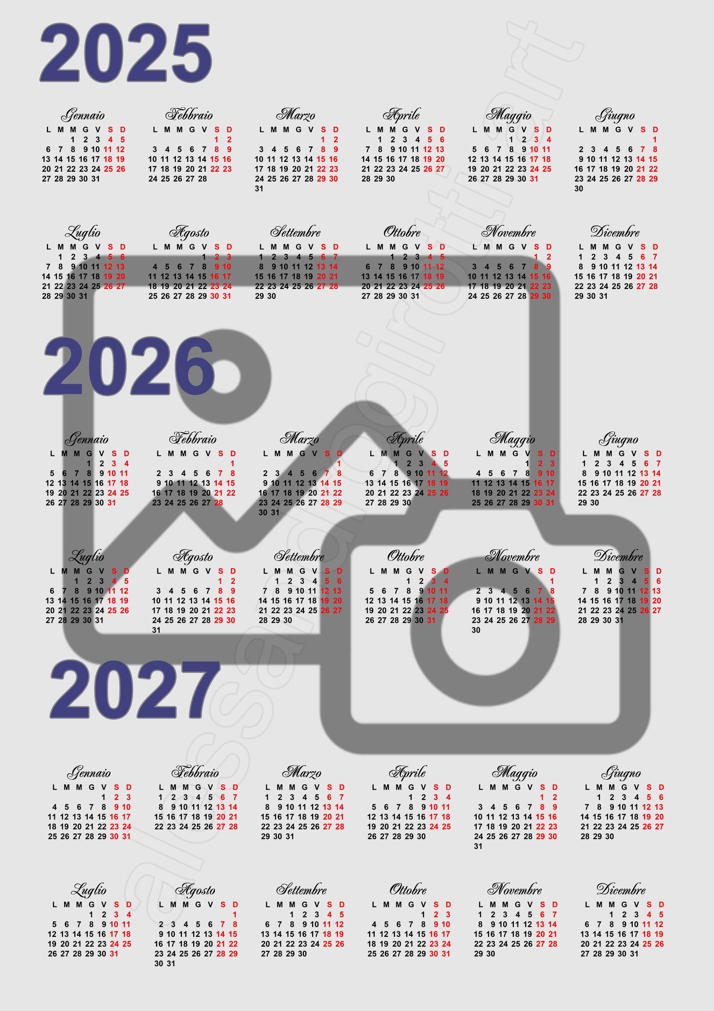 calendario triennale base sfondo verticale