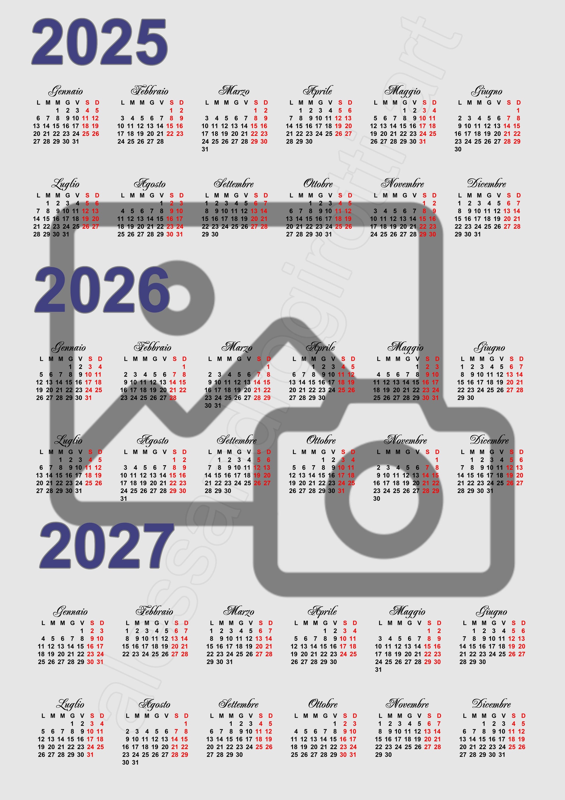 calendario triennale base sfondo verticale